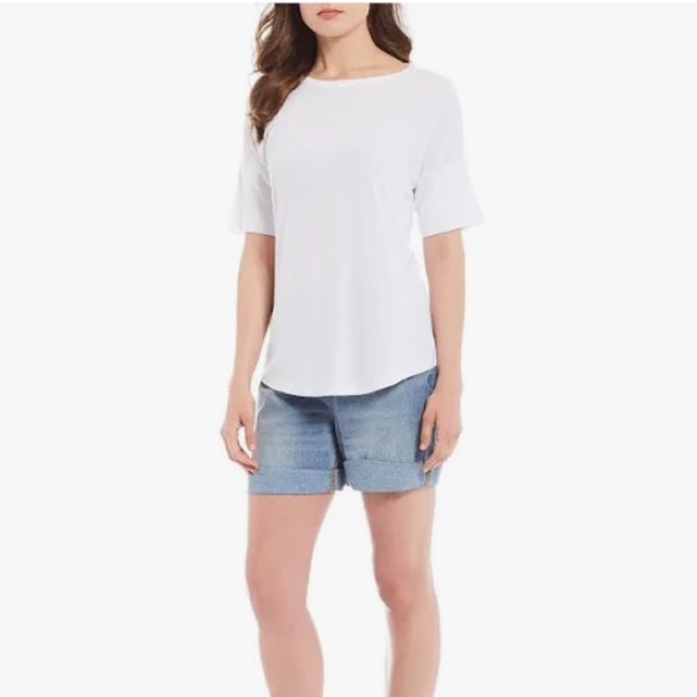 GIBSON LATIMER Crew Neck Loose Short Sleeve Tee White Lightweight Size Large